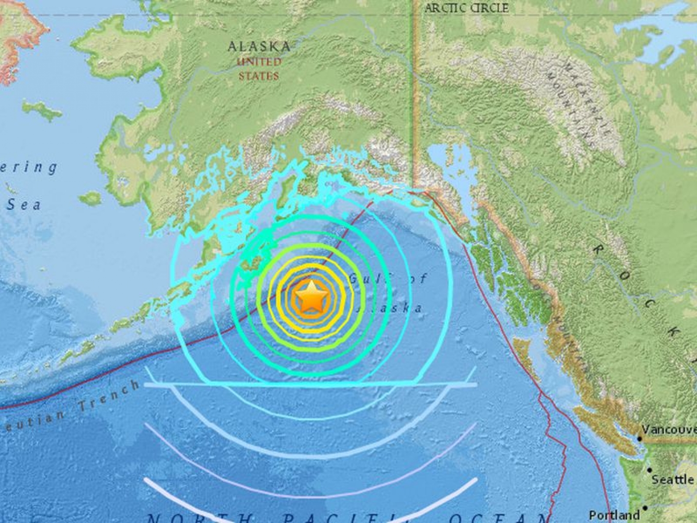 У берегов Аляски произошло землетрясение